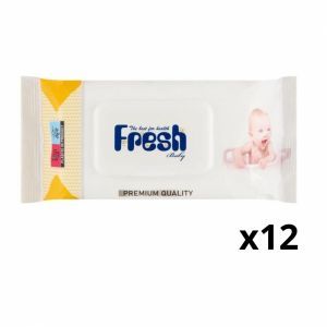 Fresh Baby chusteczki nawilżane z klipsem 12 x 72 szt (żółte) (12-pack)