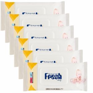 Fresh Baby chusteczki nawilżane z klipsem 6 x 72 szt (żółte) (6-pack)