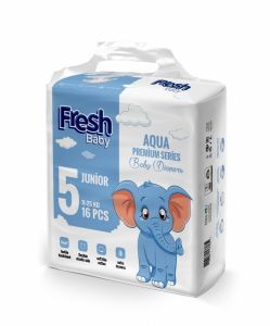 Fresh Baby pieluszki AQUA Premium Rozmiar 5 Junior x 16 szt (11-25 kg)