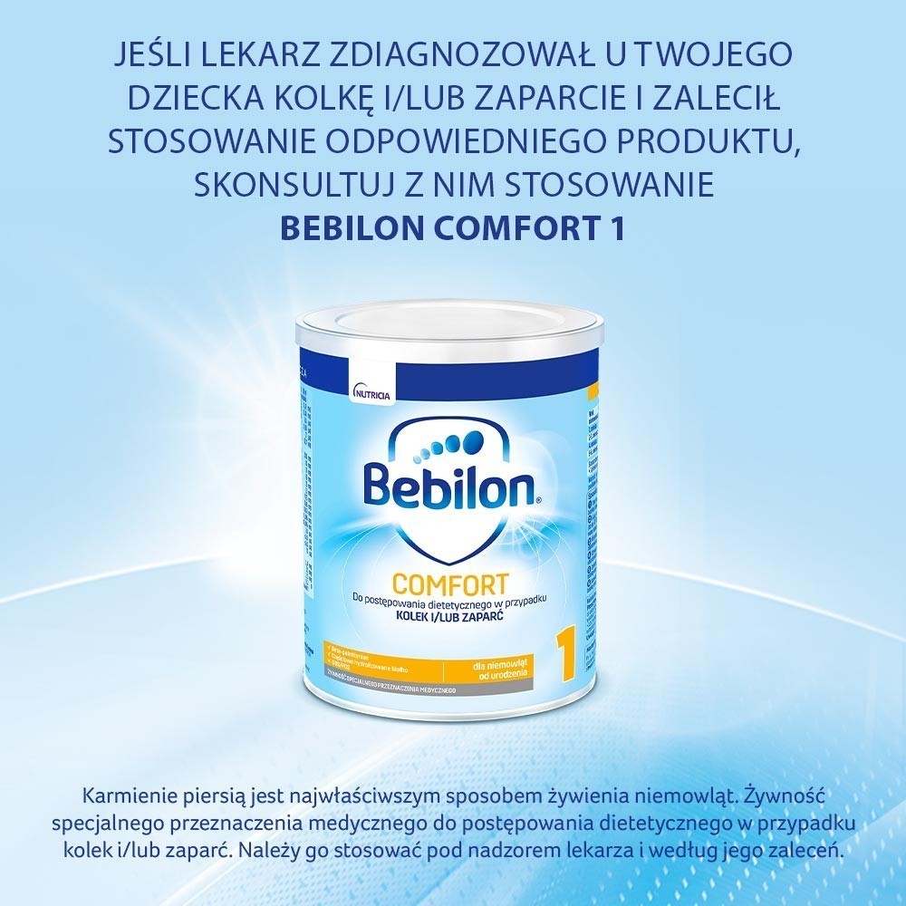 Bebilon Comfort 1 od urodzenia do postępowania dietetycznego w przypadku kolek i/lub zaparć 400 g