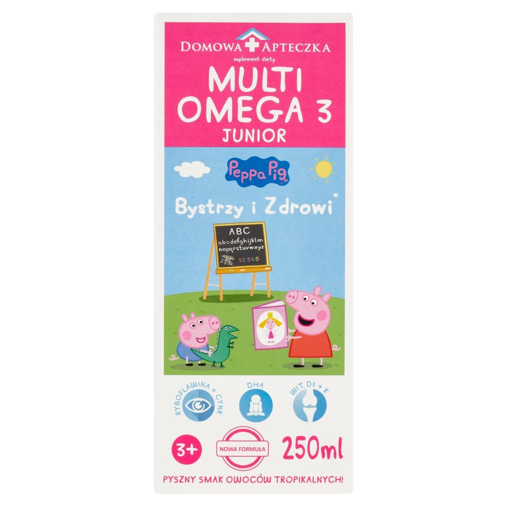 Domowa apteczka multi omega 3 Bystrzy i Zdrowi 250 ml ( smak owoców tropikalnych) Świnka Peppa