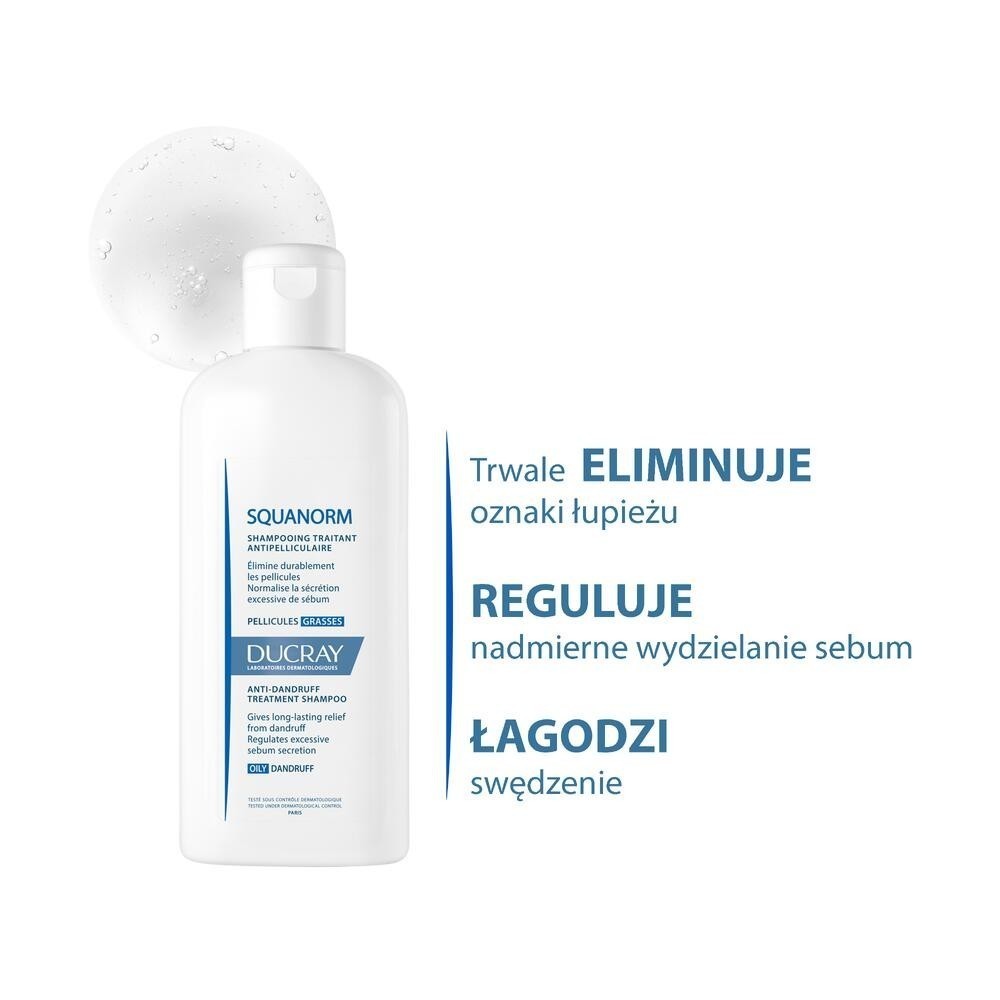 Ducray Squanorm szampon przeciwłupieżowy 200 ml (łupież tłusty)