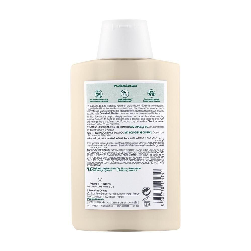 Klorane szampon z organicznym masłem Cupuacu do włosów suchych 200 ml (nowa formuła)