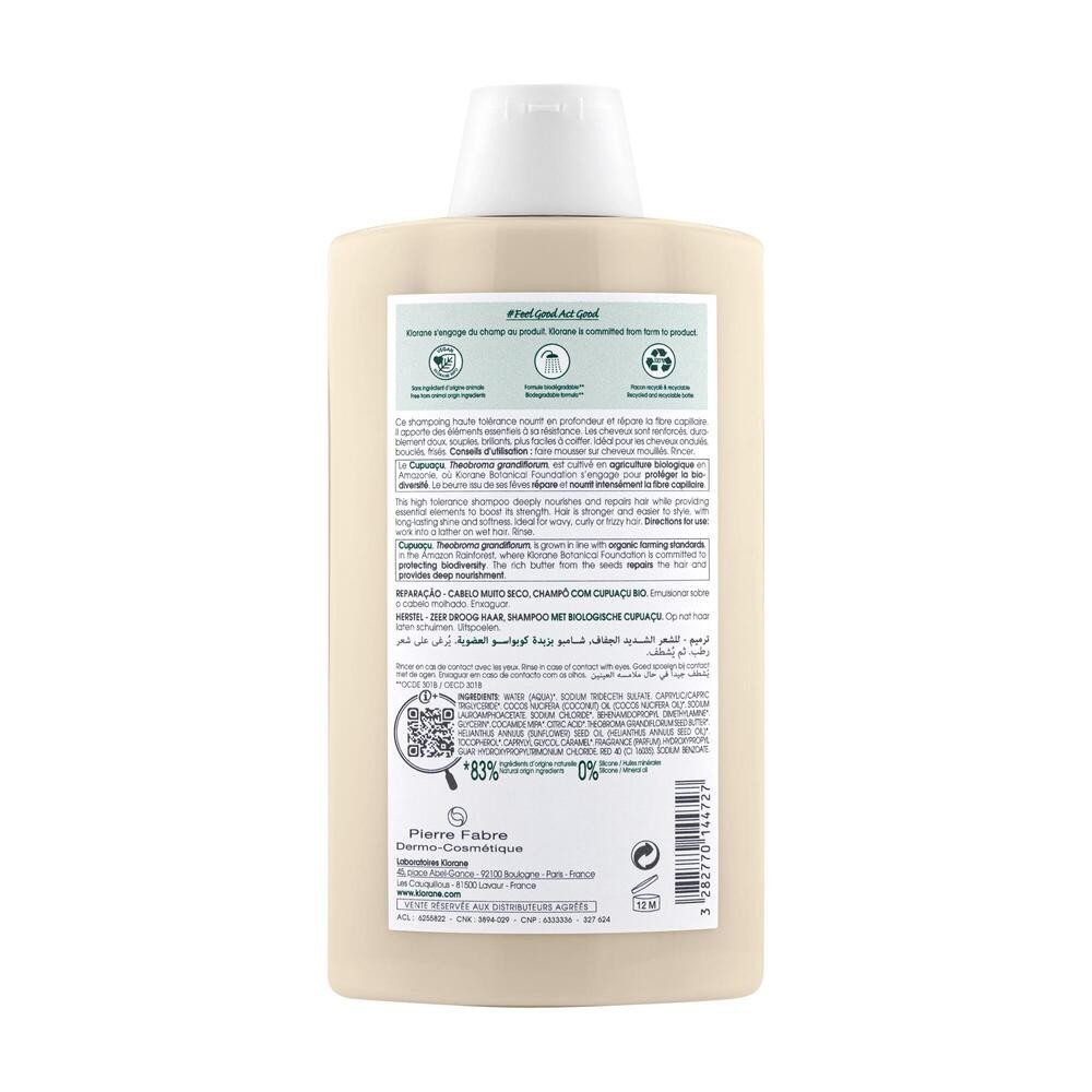 Klorane szampon z organicznym masłem Cupuacu do włosów suchych 400 ml (nowa formuła)