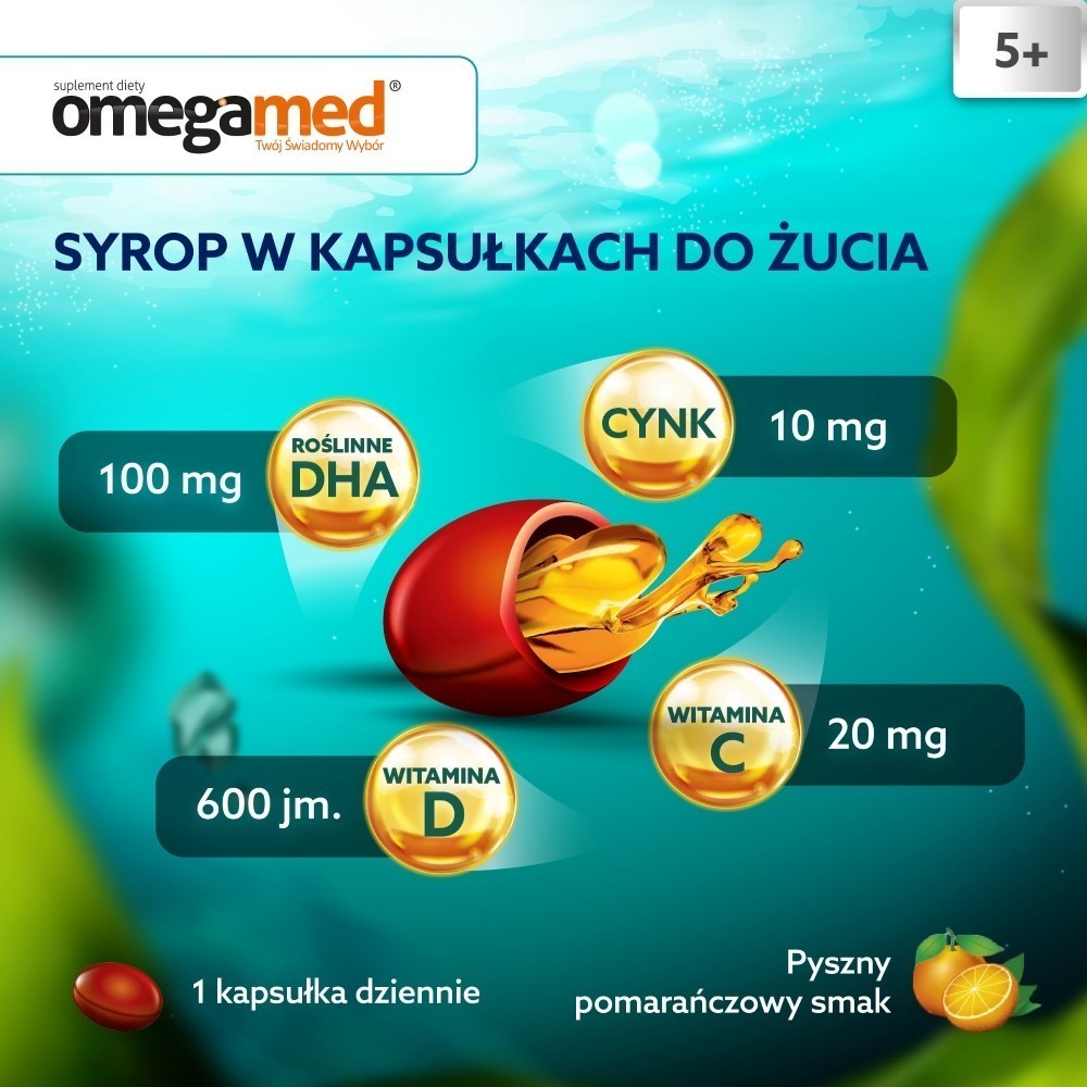 Omegamed odporność 5+ syrop w kapsułkach do żucia x 30 szt (KRÓTKA DATA)