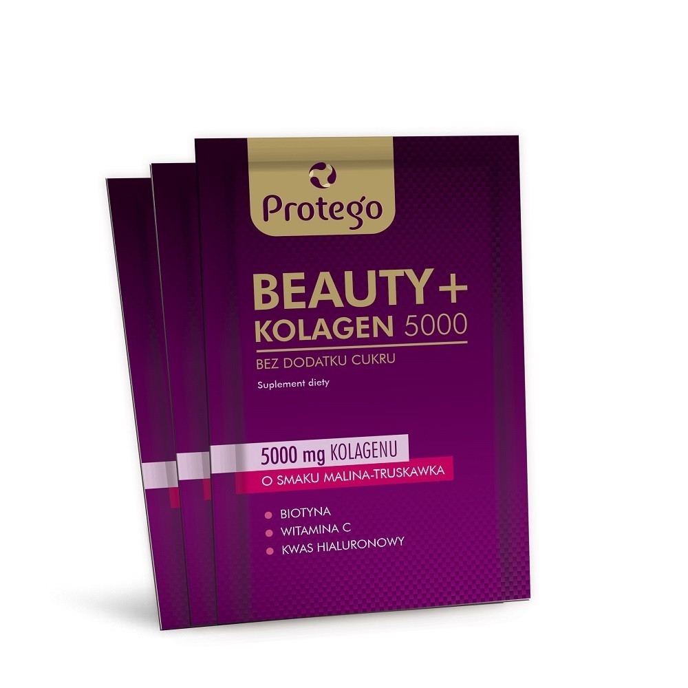 Protego BEAUTY+ kolagen 5000 smak malina - truskawka x 30 saszetek po 6,5 g