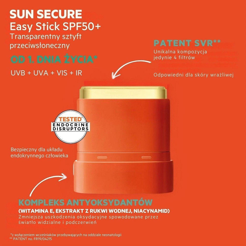 Svr Sun Secure Easy Stick transparentny sztyft spf50+ 10 g